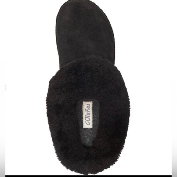 OluKai Black Women's Fur Slippers - Picture 2 of 9